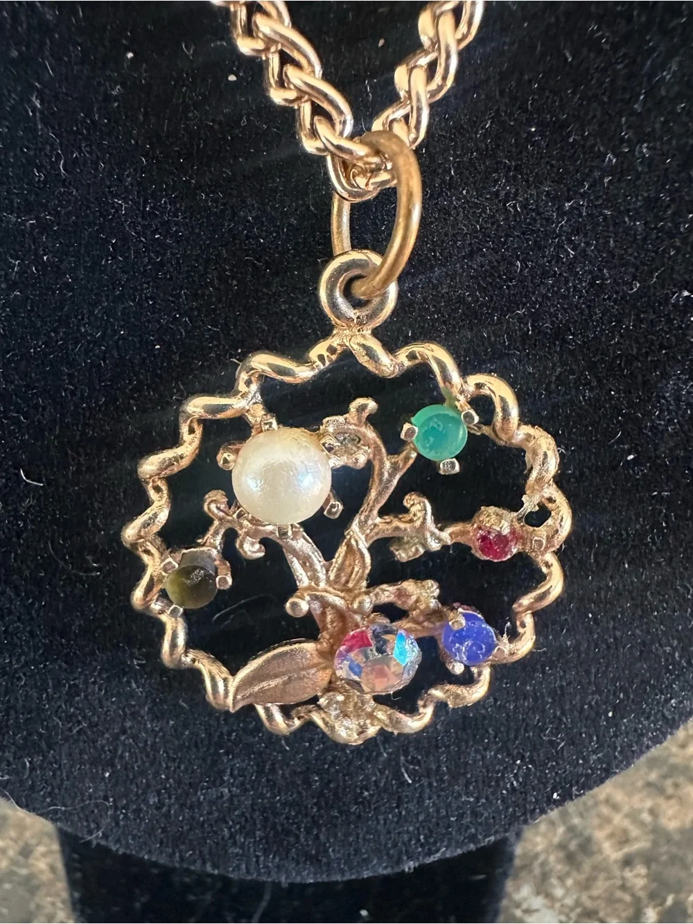 Gold Multi-Stone Floral Pendant Necklace - Women